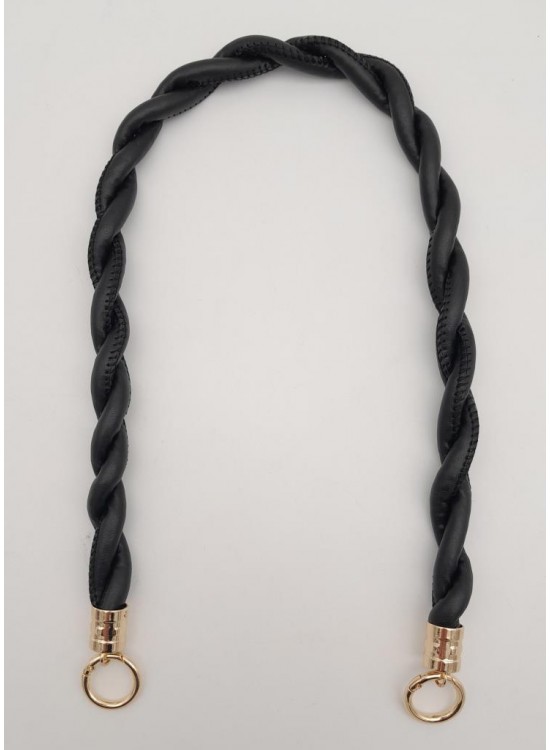 Çanta Aksesuar Siyah 10 mm Suni Deri İpli Çanta Sapı Light Gold Metalli