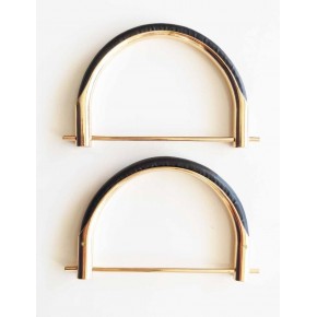 Çanta Aksesuar Siyah Derili Üveyik Model Metal Çanta Sapı