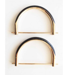 Çanta Aksesuar Siyah Derili Üveyik Model Metal Çanta Sapı