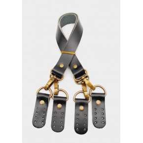 Çanta Aksesuar Siyah Gerçek Deri 55 Cm Çift Sap Misu Model Antik Metal