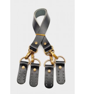 Çanta Aksesuar Siyah Gerçek Deri 55 Cm Çift Sap Misu Model Antik Metal