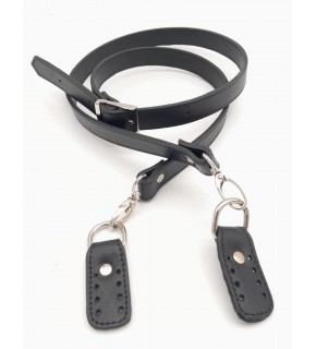 Çanta Aksesuar Siyah Gerçek Deri Çift Kat Dikişli Uzun Sap Gümüş Metalli