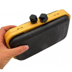 Çanta Aksesuar Siyah Köşeli Toplu Ahşap Çanta Kalıbı