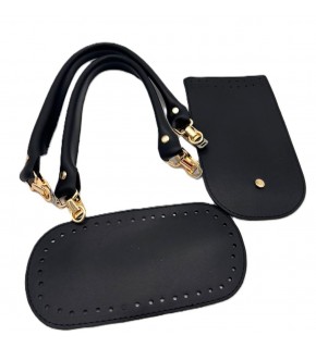 Çanta Aksesuar Siyah Kulpluklu Sap, Taban, Kapak Seti