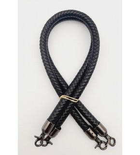 Çanta Aksesuar Siyah Örme Çanta Sapı Füme Metal