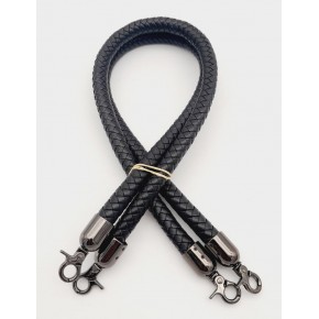 Çanta Aksesuar Siyah Örme Çanta Sapı Füme Metal