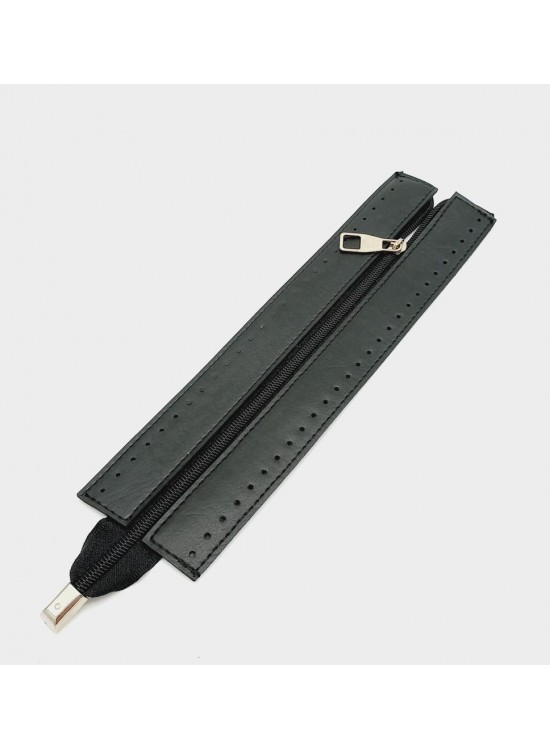 Çanta Aksesuar Siyah Renk 28 Cm Derili Fermuar Gümüş Metalli