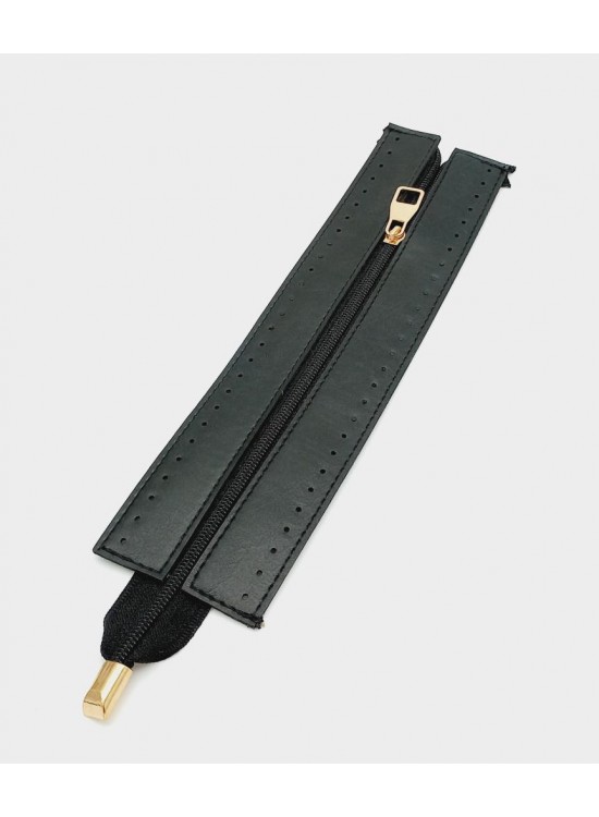 Çanta Aksesuar Siyah Renk 28 Cm Derili Fermuar Light Gold Metalli