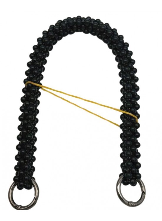 Çanta Aksesuar Siyah Renk 39 cm Boncuklu Çanta Sapı Füme Metalli Çanta Aksesuar Siyah Renk 39 cm Boncuklu Çanta Sapı Füme Metalli