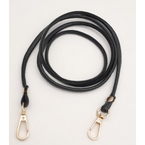 Çanta Aksesuar Siyah Renk 5 mm Suni Deri Spagetti Model Çanta Sapı Light Gold Metal