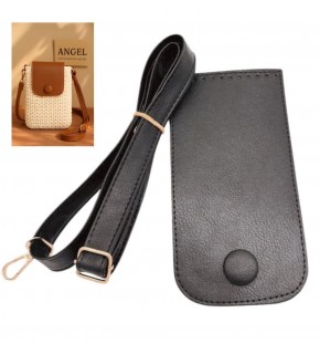 Çanta Aksesuar Siyah Renk Button Model  Çanta Yapım Seti Light Gold Metalli