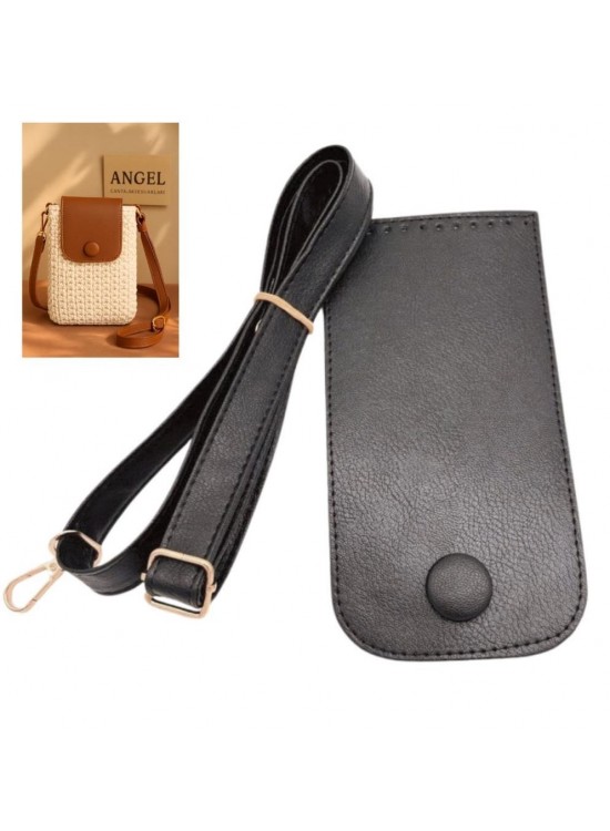 Çanta Aksesuar Siyah Renk Button Model  Çanta Yapım Seti Light Gold Metalli