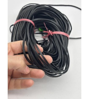 Çanta Aksesuar Siyah Renk Gerçek Deri 3 mm Şerit Deri İp 2 Metre