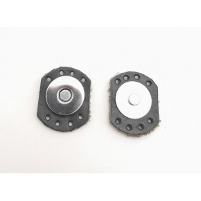 Çanta Aksesuar Siyah Renk Gerçek Derili Oval Kenar Mıknatıslı Çıtçıt Gümüş Metalli