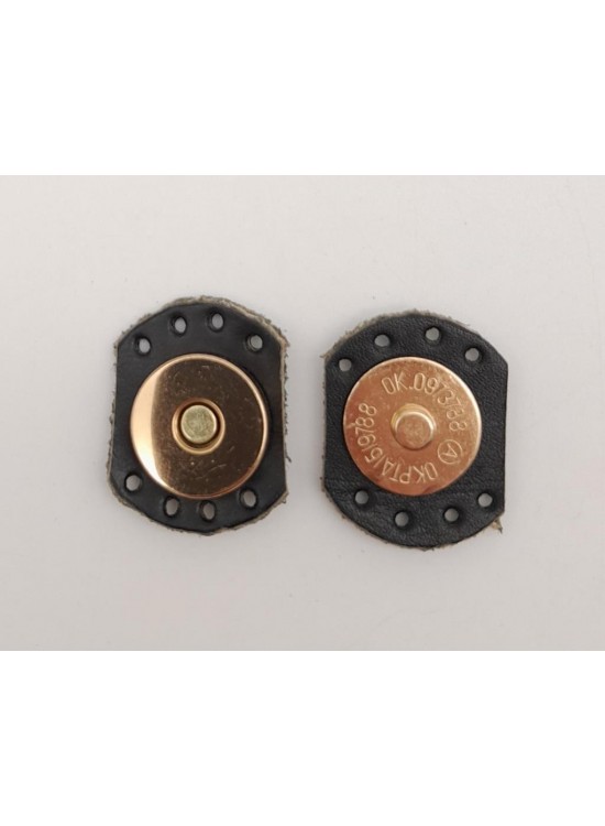 Çanta Aksesuar Siyah Renk Gerçek Derili Oval Kenar Mıknatıslı Çıtçıt Light Gold Metalli