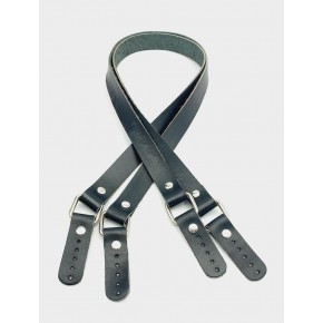 Çanta Aksesuar Siyah Renk Karedört Model Gerçek Deri Çanta Sapı (Gümüş Metal)