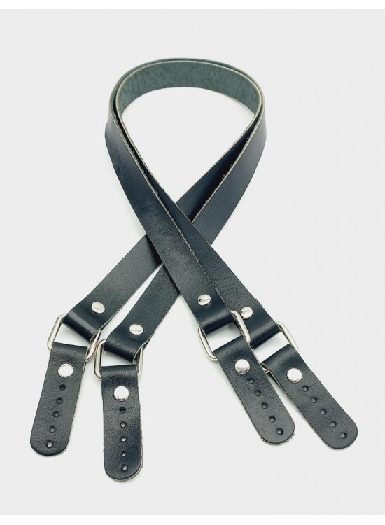 Çanta Aksesuar Siyah Renk Karedört Model Gerçek Deri Çanta Sapı (Gümüş Metal)