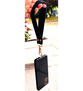 Çanta Aksesuar Siyah  Renk Pamuklu  Telefon Bilek Askısı, Telefon Zinciri, Telefon Askısı, Tüm Telefon Kılıfları İçin Uygundur