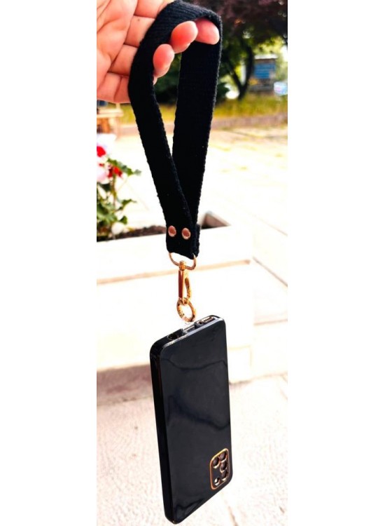 Çanta Aksesuar Siyah  Renk Pamuklu  Telefon Bilek Askısı, Telefon Zinciri, Telefon Askısı, Tüm Telefon Kılıfları İçin Uygundur