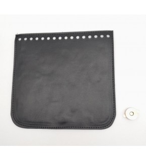 Çanta Aksesuar Siyah Renk Suni Deri 16.5X16 Cm Çanta Kapağı Light Gold Metalli