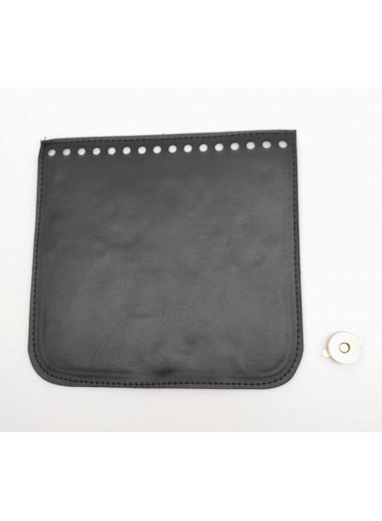 Çanta Aksesuar Siyah Renk Suni Deri 16.5X16 Cm Çanta Kapağı Light Gold Metalli