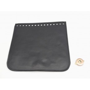 Çanta Aksesuar Siyah Renk Suni Deri 16.5X16 Cm Çanta Kapağı Light Gold Metalli