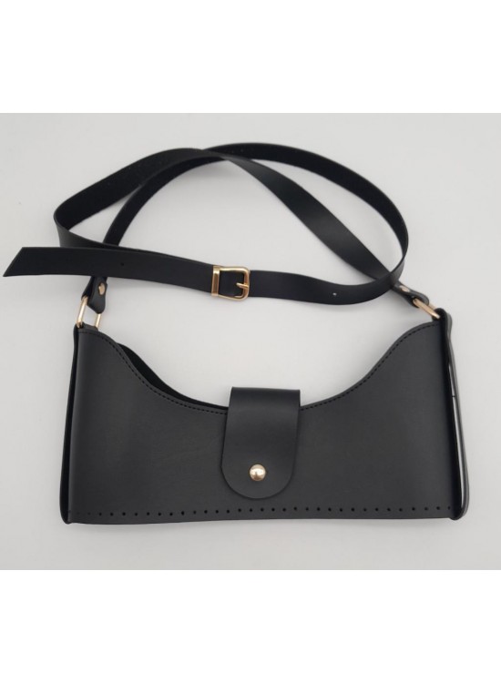 Çanta Aksesuar Siyah Suni Deri 120x2 cm Çanta Saplı Deri Seti Light Gold Metalli