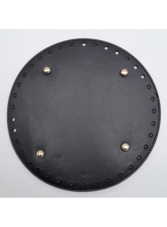 Çanta Aksesuar Siyah Suni Deri 22 cm Yuvarlak Çanta Tabanı Light Gold Metalli