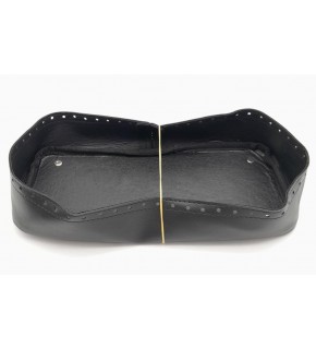 Çanta Aksesuar Siyah Suni Deri 28x13 cm Yüksek Çanta Tabanı Gümüş Metalli