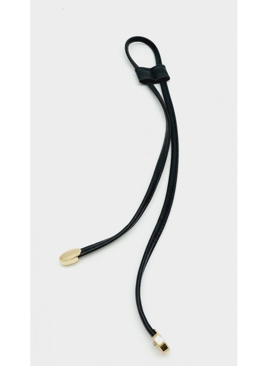 Çanta Aksesuar Siyah Suni Deri Dikişli Büzgü Light Gold Metalli