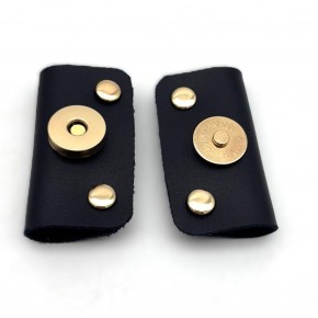 Çanta Aksesuar Siyah Suni Derili Troklu Mıknatıslı Çıtçıt Light Gold Metalli