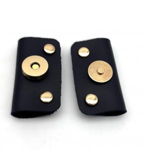 Çanta Aksesuar Siyah Suni Derili Troklu Mıknatıslı Çıtçıt Light Gold Metalli