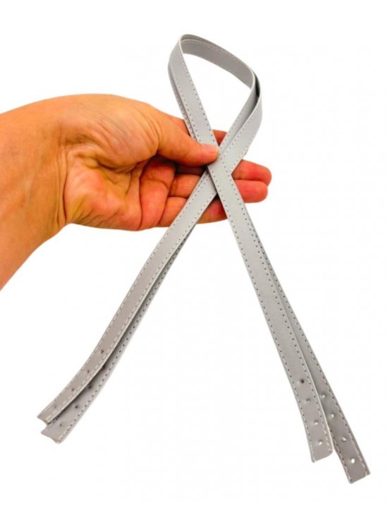 Çanta Aksesuar Slim Model 70x1.2 cm Suni Deri Açık Gri Renk Çift Çanta Sapı