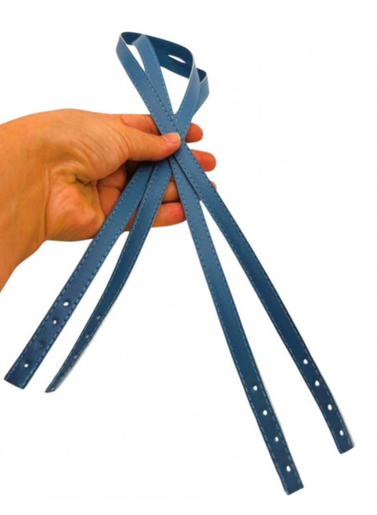 Çanta Aksesuar Slim Model 70x1.2 cm Suni Deri Kot Mavi Renk Çift Çanta Sapı