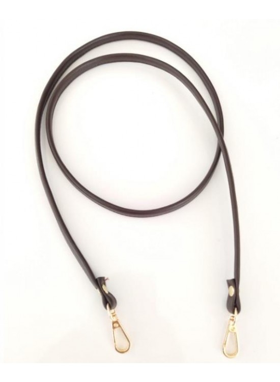 Çanta Aksesuar Spagetti Model Çanta Sapı Koyu Kahve Renk Light Gold Metal