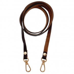 Çanta Aksesuar Spagetti Model Dikişsiz Çanta Sapı Koyu Kahve Renk Light Gold Metal