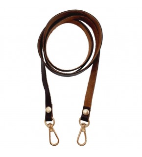 Çanta Aksesuar Spagetti Model Dikişsiz Çanta Sapı Koyu Kahve Renk Light Gold Metal