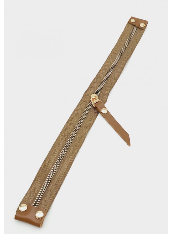 Çanta Aksesuar Stobu Gerçek Derili Vizon Fermuar Light Gold Metal