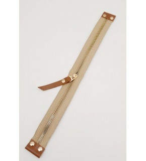 Çanta Aksesuar Stobu Sütlü Kahve Renk Gerçek Derili Bej Fermuar Light Gold Metal