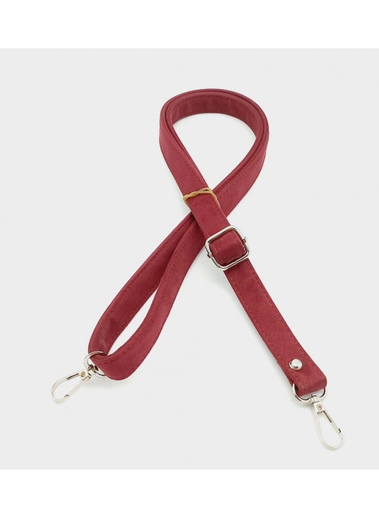 Çanta Aksesuar Süet Nubuk Bordo 140X2 Cm Çanta Sapı Sürgütlü Gümüş Metal