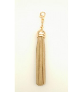 Çanta Aksesuar Süet Nubuk Deri Kovanlı Püskül Bej Light Gold Metalli