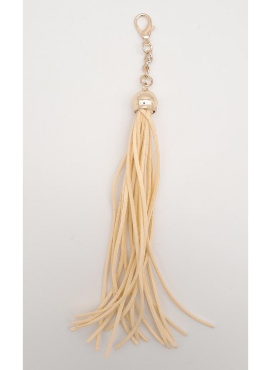 Çanta Aksesuar Süet Nubuk Deri Kovanlı Uzun Püskül Açık Kavuniçi Renk Light Gold Metalli