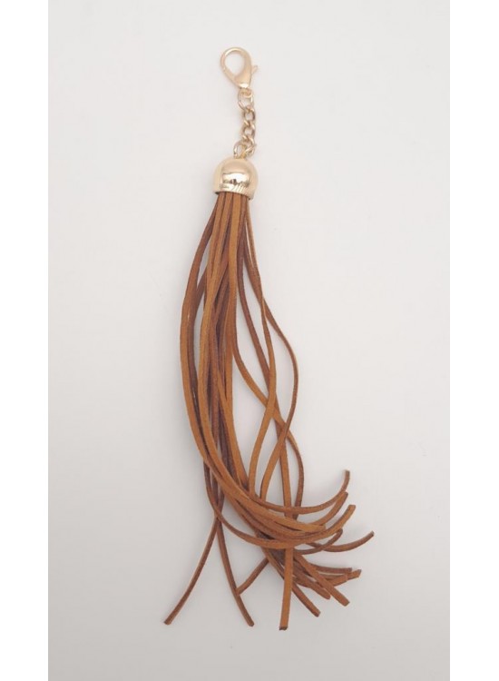 Çanta Aksesuar Süet Nubuk Deri Kovanlı Uzun Püskül Açık Taba Renk Light Gold Metalli