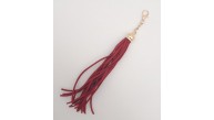 Çanta Aksesuar Süet Nubuk Deri Kovanlı Uzun Püskül Kırmızı Renk Light Gold Metalli