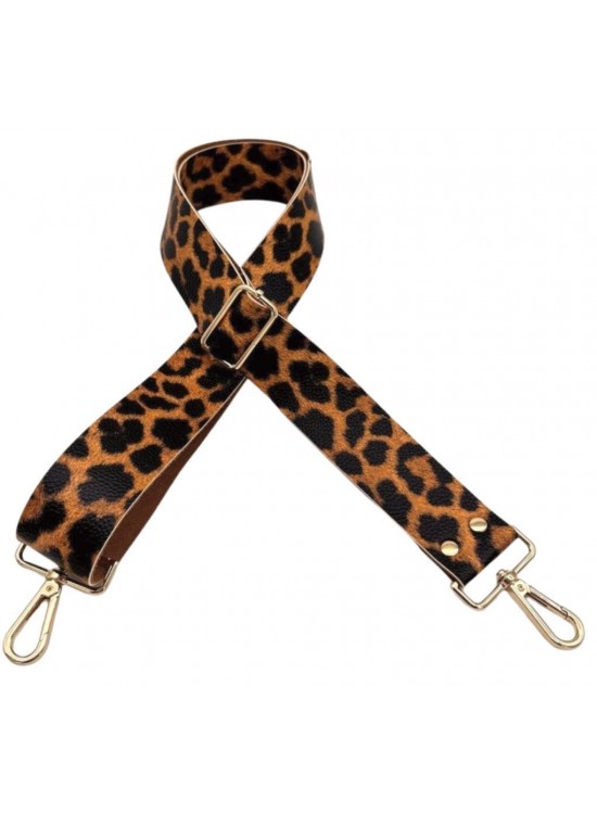 Çanta Aksesuar Suni Deri 120x4 cm Çanta Sapı Kalsap Leopar Renk Light Gold Metalli