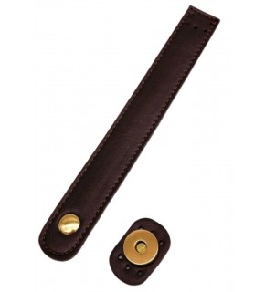 Çanta Aksesuar Suni Deri 18x2.3 cm Çanta Kapağı Koyu Kahve Light  Metalli