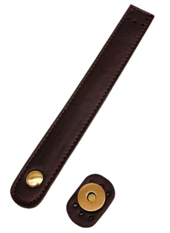 Çanta Aksesuar Suni Deri 18x2.3 cm Çanta Kapağı Koyu Kahve Light  Metalli