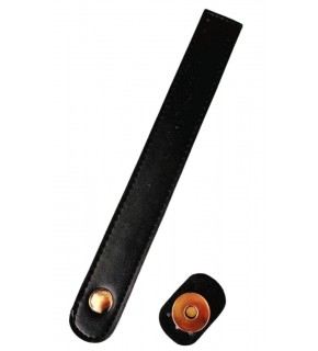 Çanta Aksesuar Suni Deri 18x2.3 cm Çanta Kapağı Siyah Light Gold Metalli