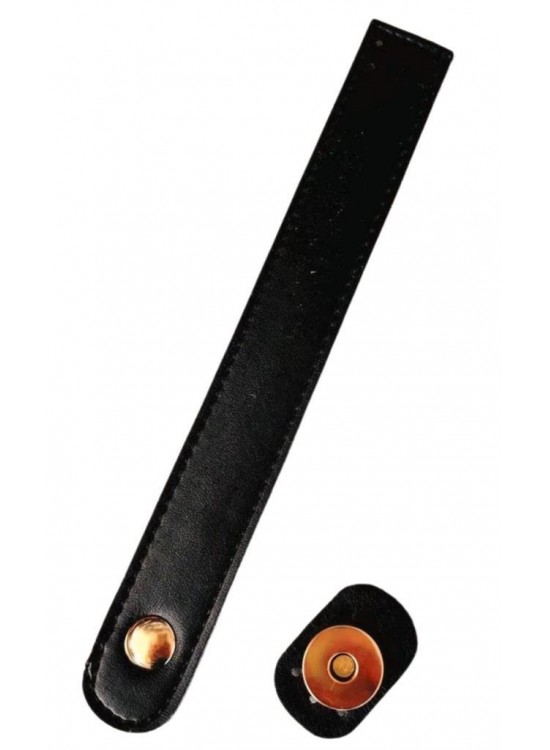 Çanta Aksesuar Suni Deri 18x2.3 cm Çanta Kapağı Siyah Light Gold Metalli