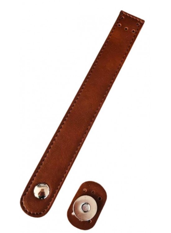 Çanta Aksesuar Suni Deri 18x2.3 cm Çanta Kapağı Taba Gümüş Metalli